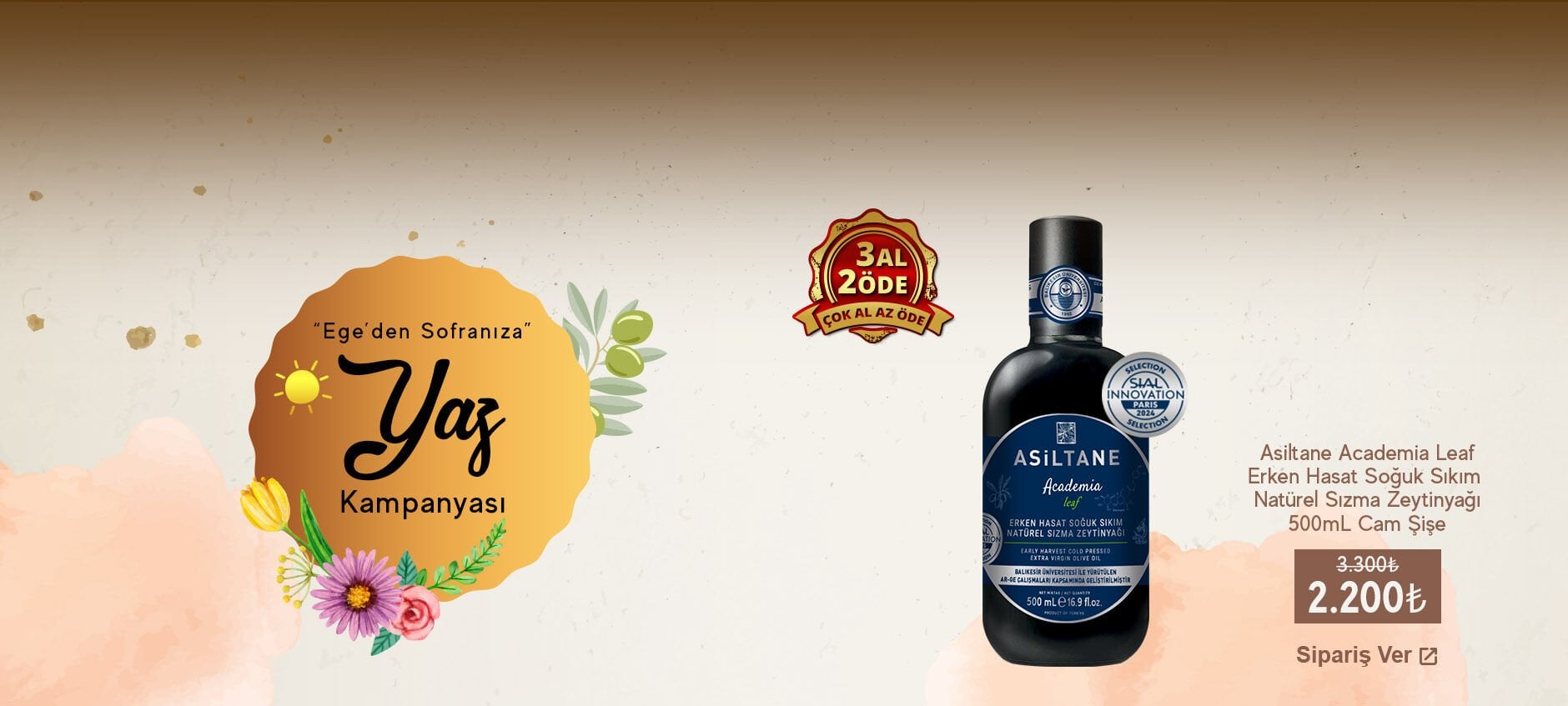 Academia Leaf Erken Hasat Soğuk Sıkım Natürel Sızma Zeytinyağı 500 ml 3 AL 2 ÖDE